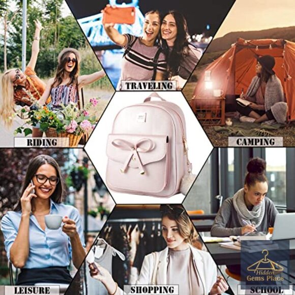 Mini PU Leather Backpack Purse Set - 3-Piece Fashion Daypack with Bowknot main image 7